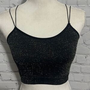 Gilly Hicks - Black Sparkly - Crop Cami - S
